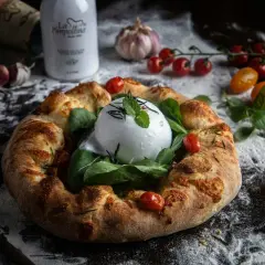 Wyjątkowa pizza na weselu z burratą, pomidorkami i ziołami. Idealna na uroczystość.