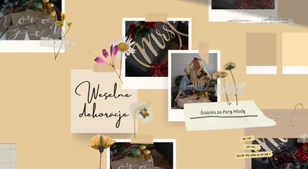 Inspiracje na ślubne dekoracje: stelaż za parą młodą jak zrobić, napisy "Mrs", "Mąż", "Żona", girlandy z juty.