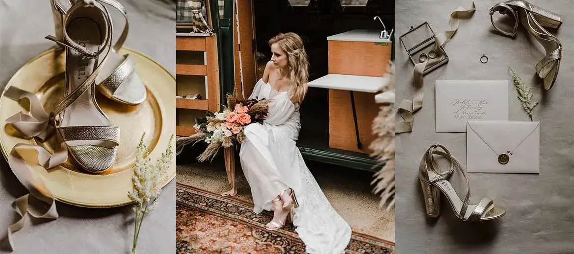 buty ślubne dopasowane do sukni styl boho glamour minimalistyczna