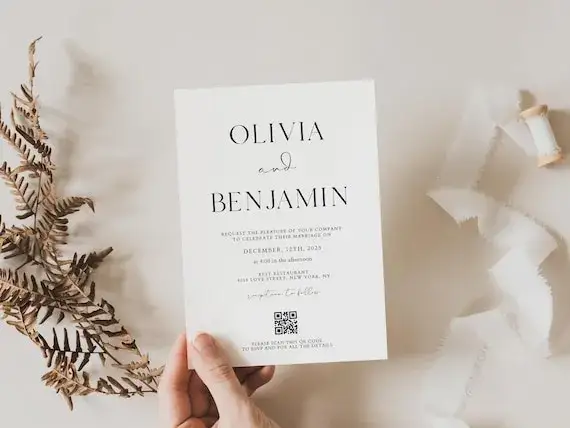 zaproszenie ślubne z kodem QR i stroną internetową