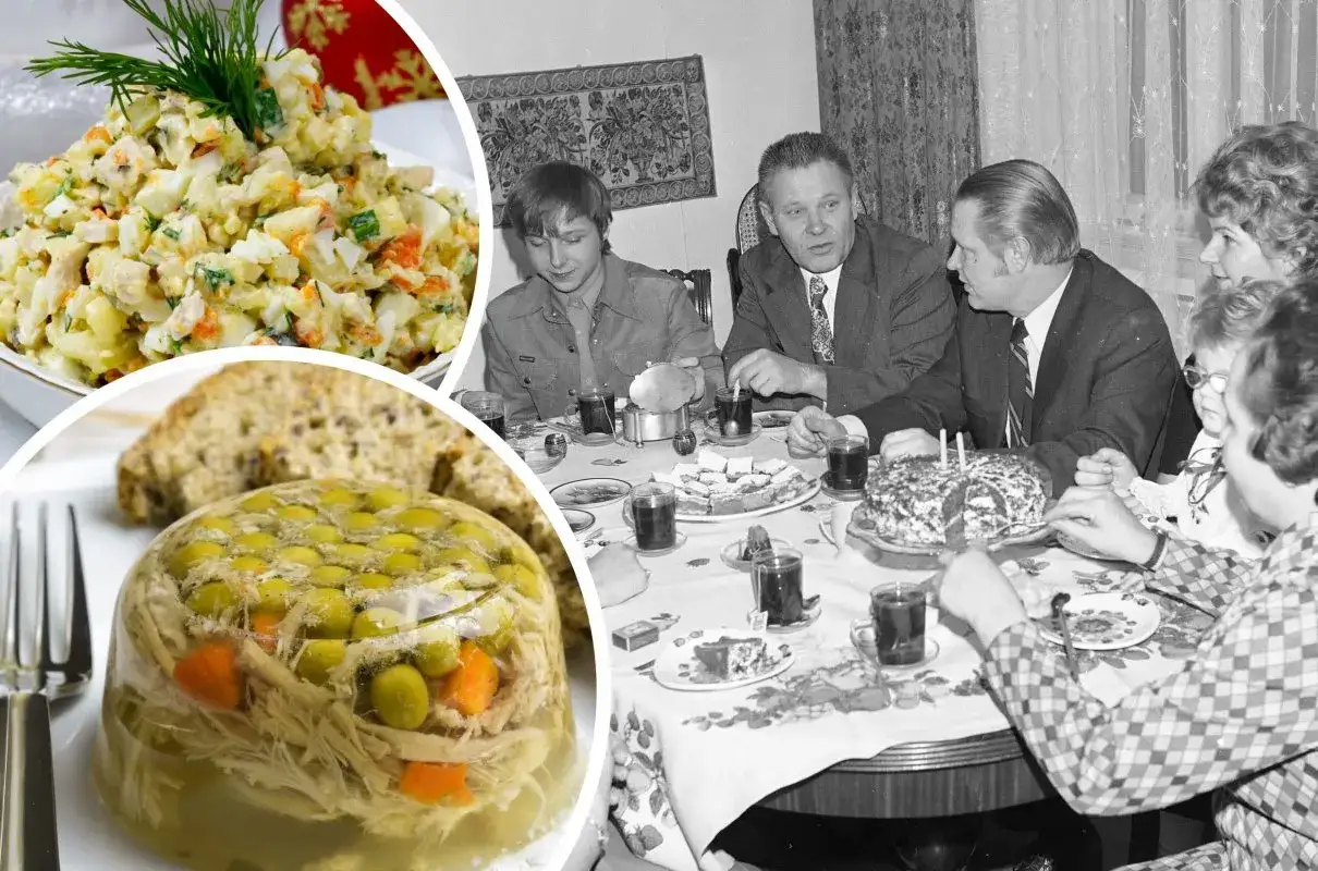 jedzenie impreza lata 80. PRL sałatka jarzynowa